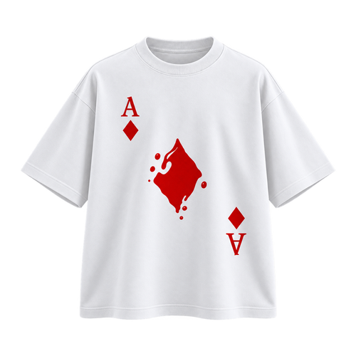 BAREVYN Ace Of Diamonds T-shirt in White, front view