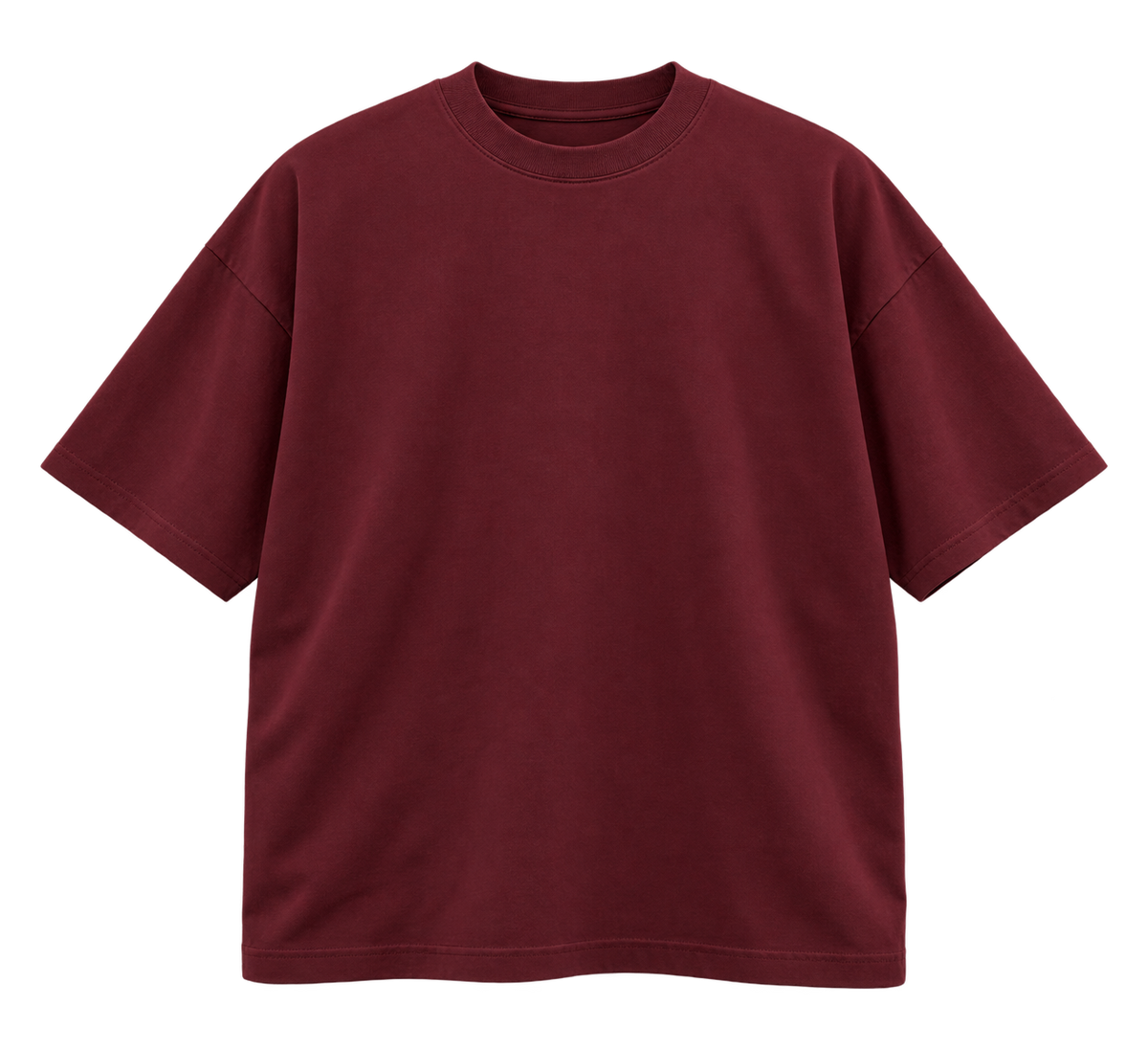 Blank burgundy boxy T-shirt, front view