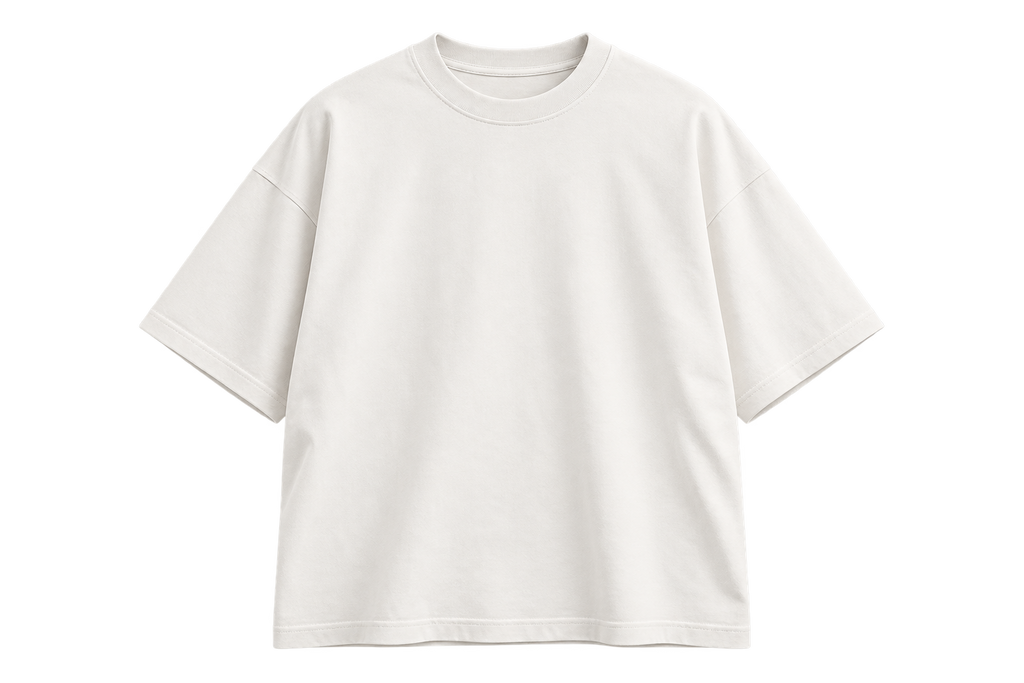 Blank white boxy T-shirt, front view