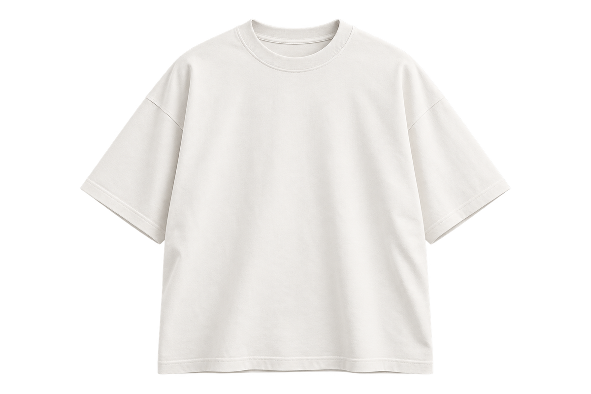 Blank white boxy T-shirt, front view