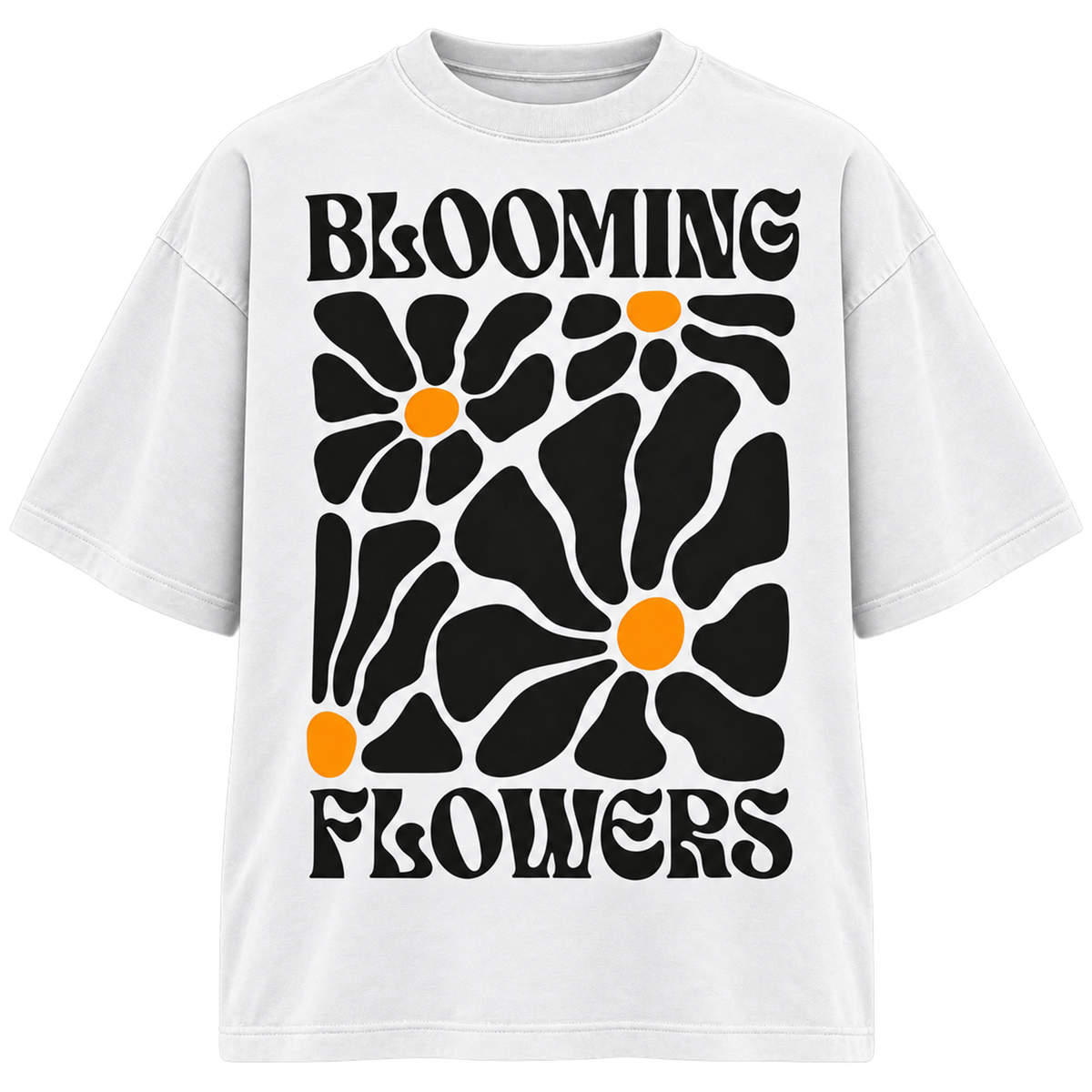 BAREVYN Blooming Flowers T-shirt in White, front view