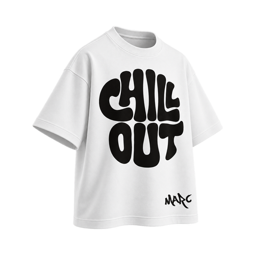 BAREVYN Chill Out T-shirt in White, left three-quarter view