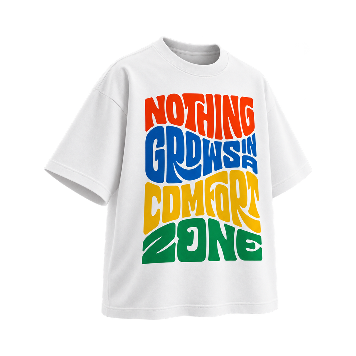 BAREVYN Comfort Zone T-shirt in White, left three-quarter view
