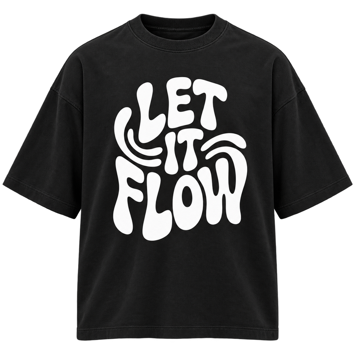 BAREVYN Let It Flow T-shirt in Black, front view