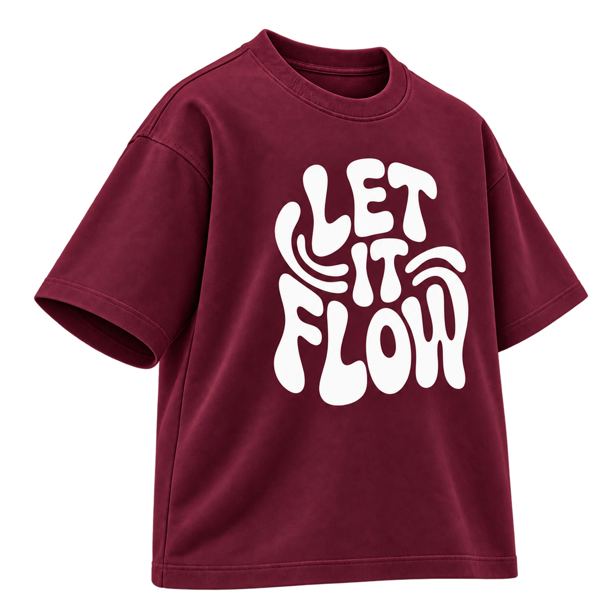 BAREVYN Let It Flow T-shirt in Burgundy, left three-quarter view