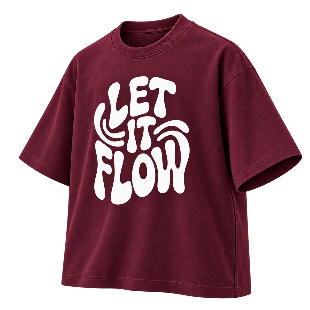 BAREVYN Let It Flow T-shirt in Burgundy, right three-quarter view