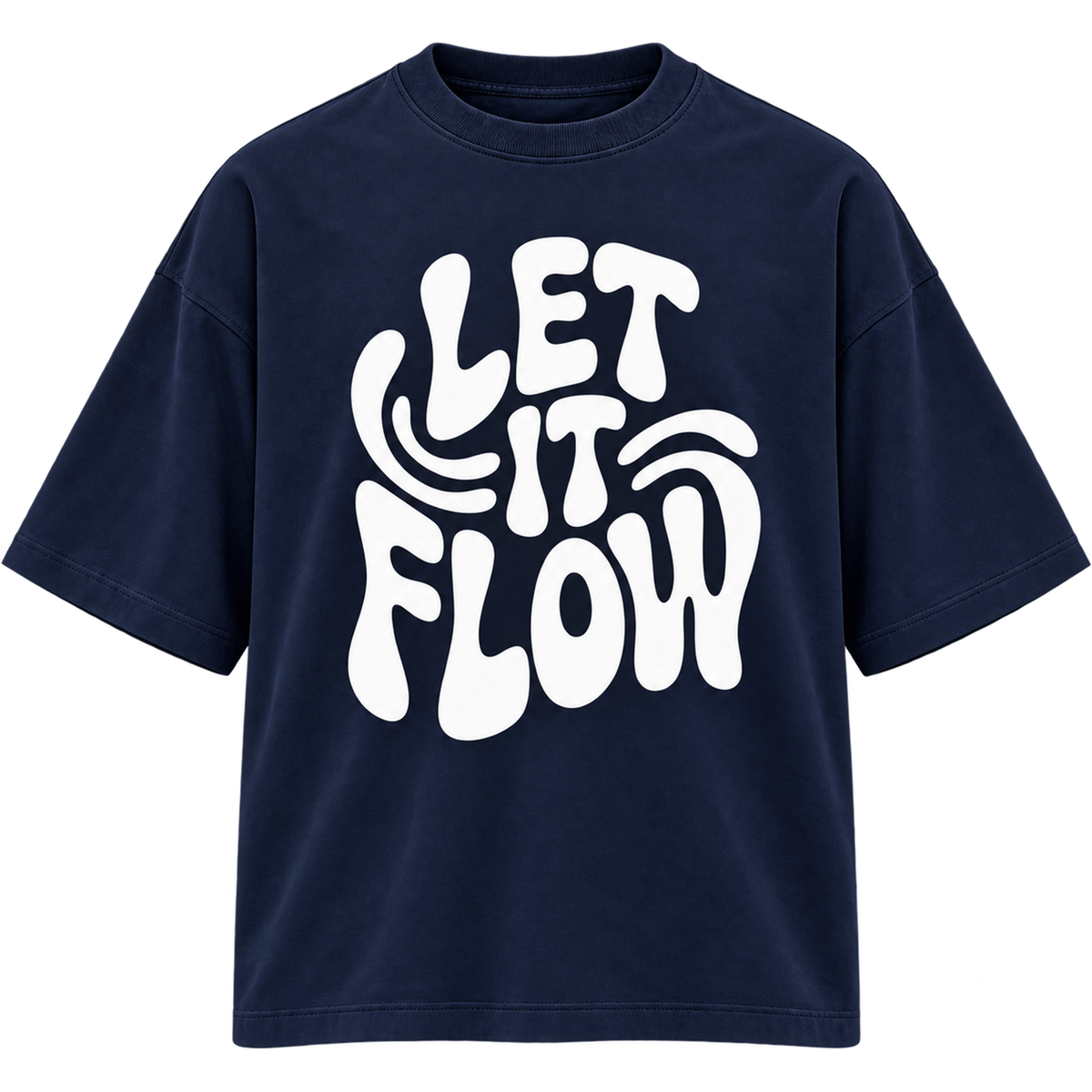 BAREVYN Let It Flow T-shirt in Dark Blue, front view