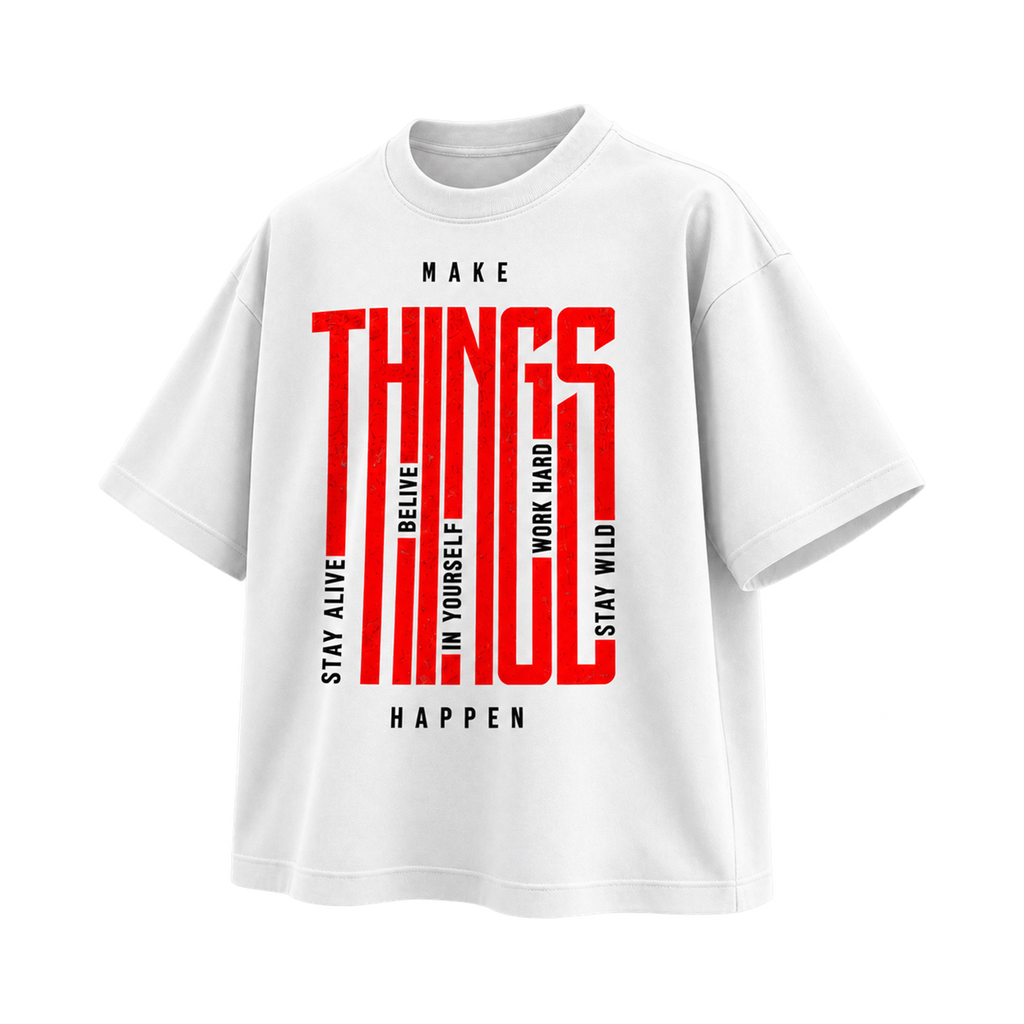 BAREVYN Make Things Happen T-shirt in White, right three-quarter view