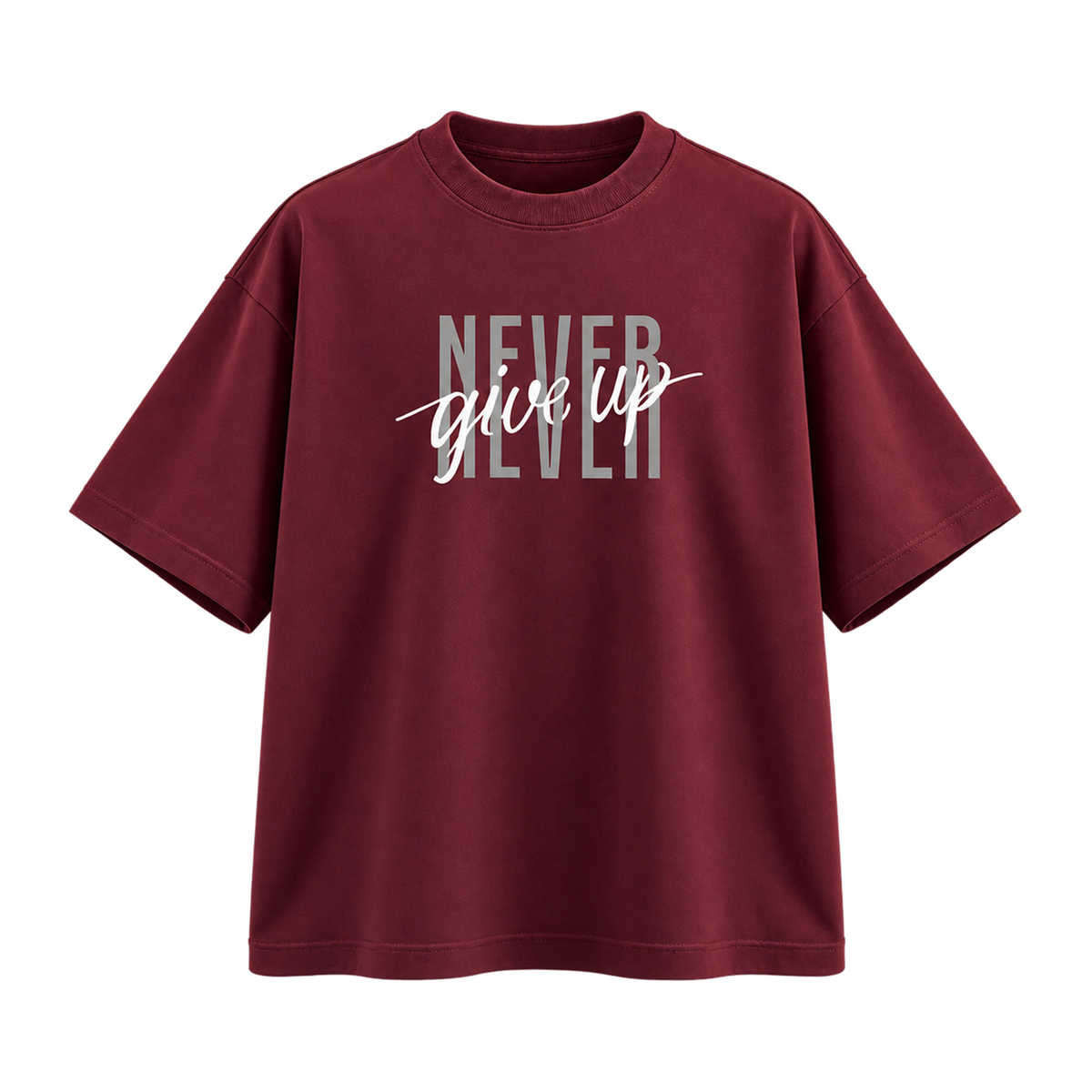 Never Give Up Burgundy — Straight On view