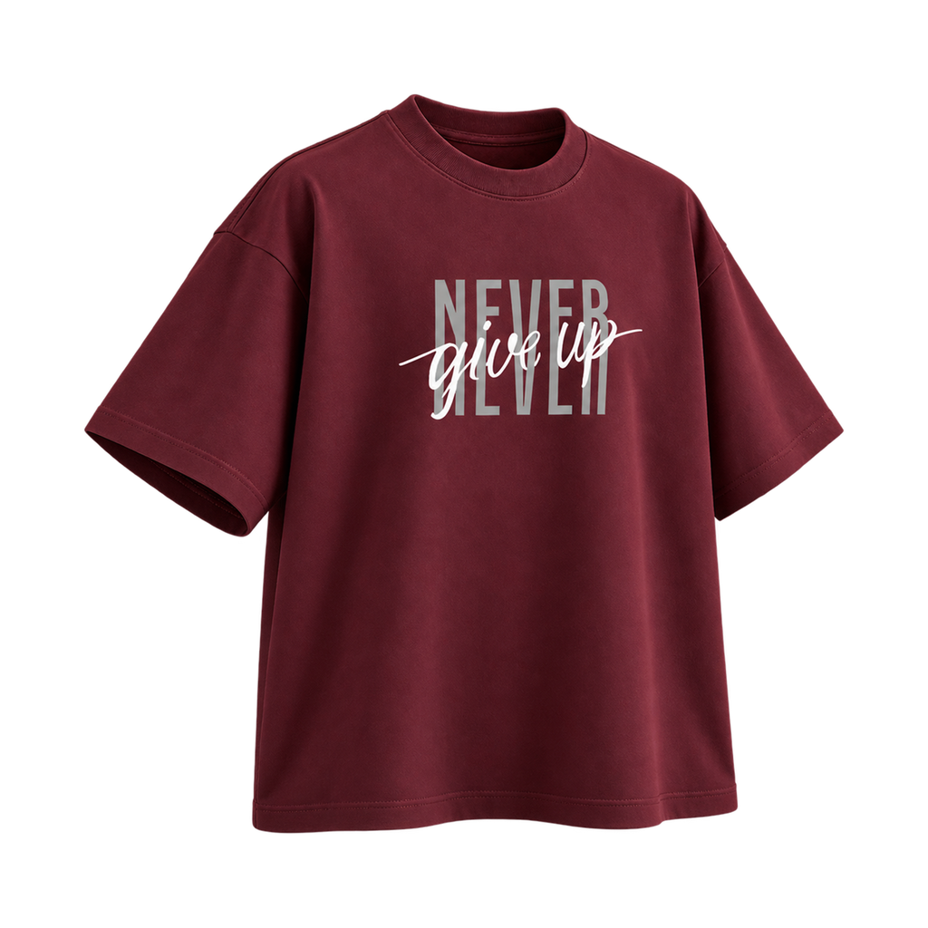 Never Give Up Burgundy — Left Three Quarter view