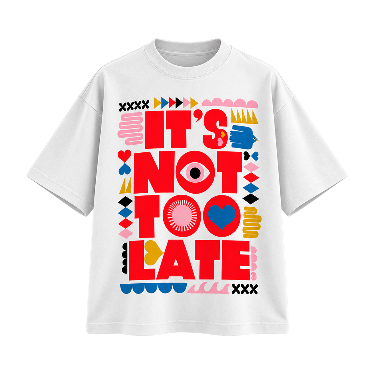 BAREVYN Not Too Late T-shirt in White, front view