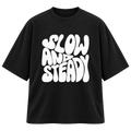 BAREVYN Slow And Steady T-shirt in Black, front view