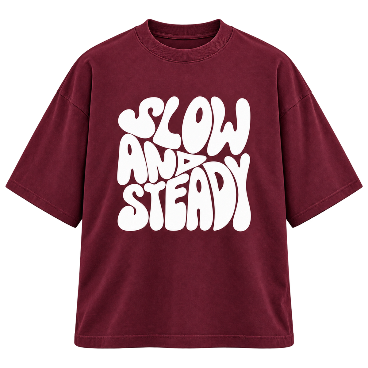 BAREVYN Slow And Steady T-shirt in Burgundy, front view