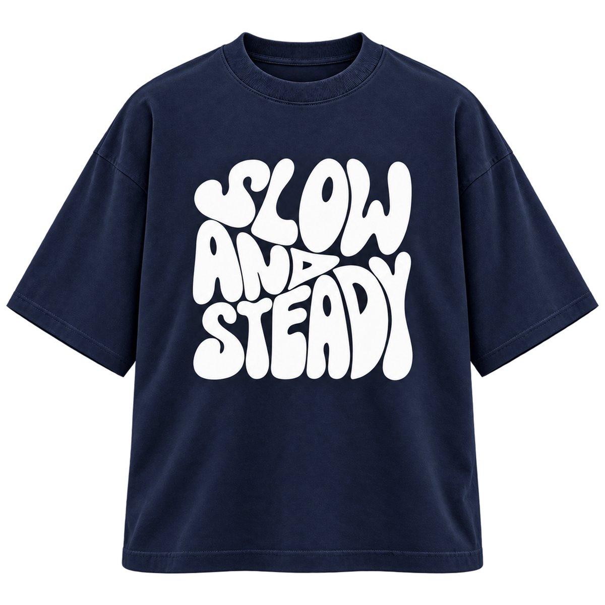 BAREVYN Slow And Steady T-shirt in Dark Blue, front view
