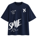 BAREVYN Smile T-shirt in Dark Blue, front view