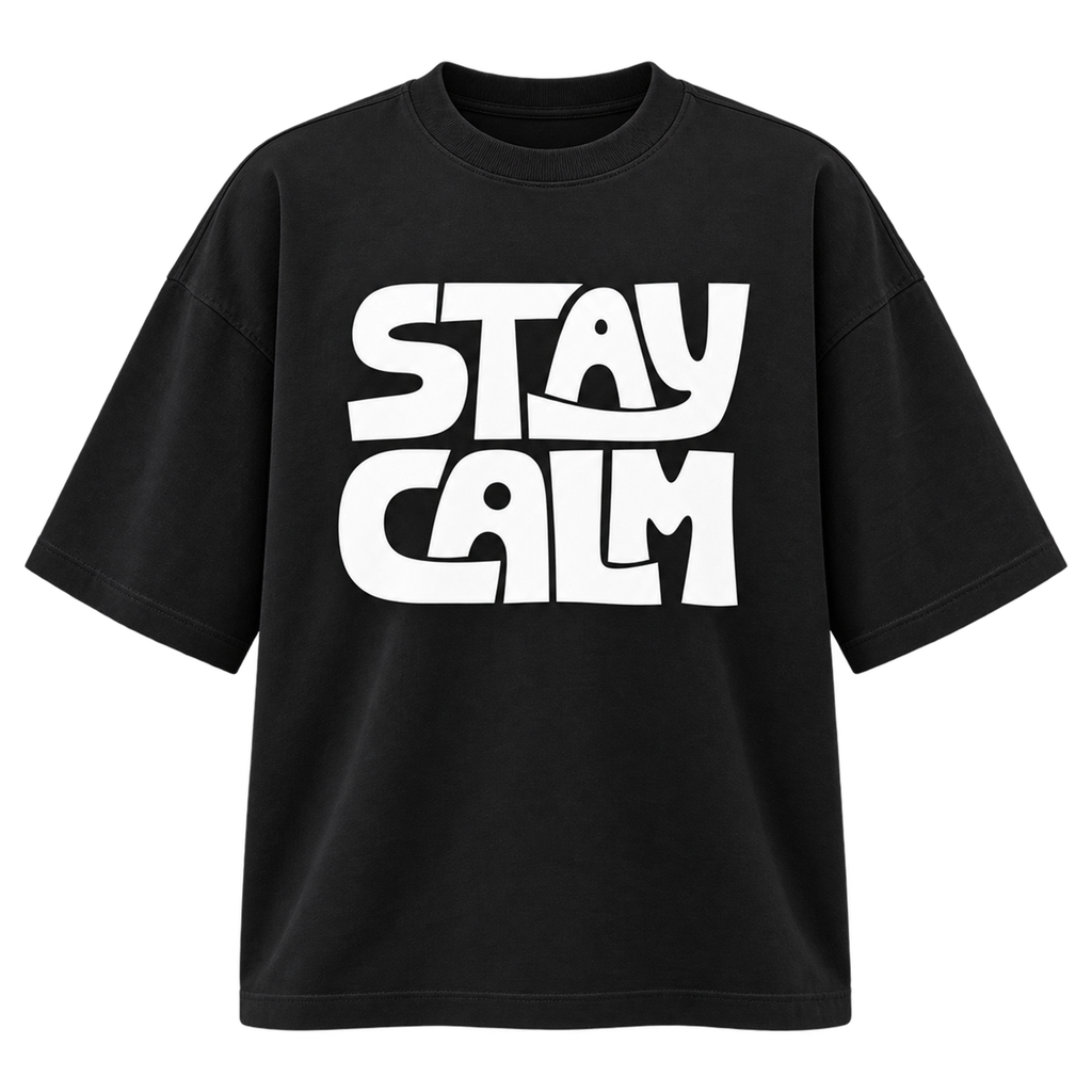 BAREVYN Stay Calm T-shirt in Black, front view