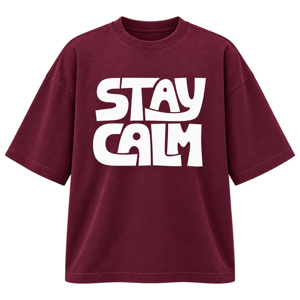 BAREVYN Stay Calm T-shirt in Burgundy, front view
