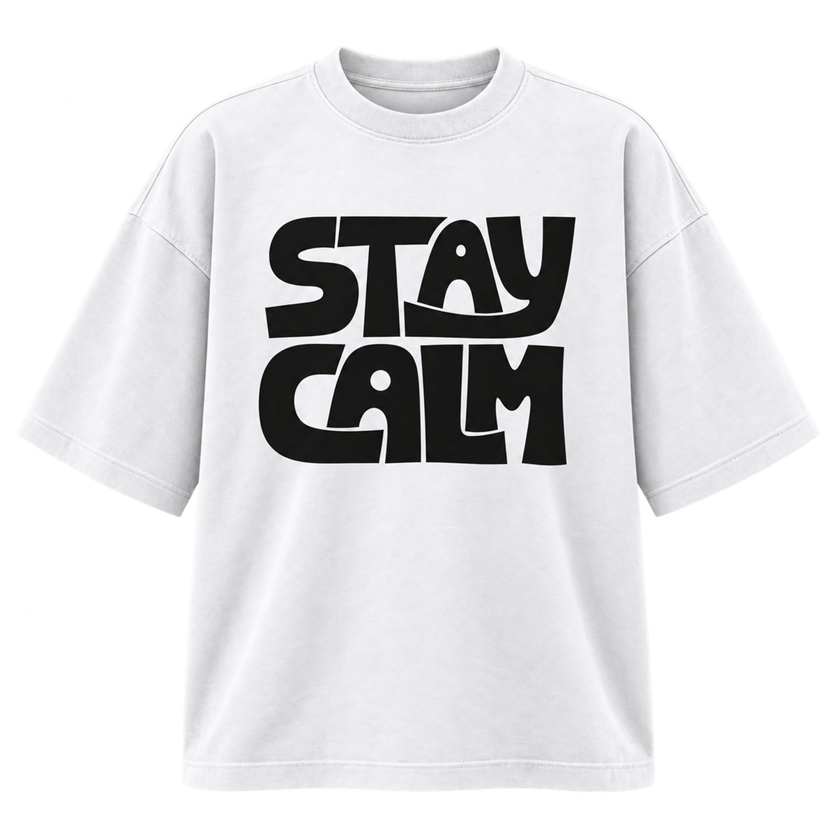 BAREVYN Stay Calm T-shirt in White, front view