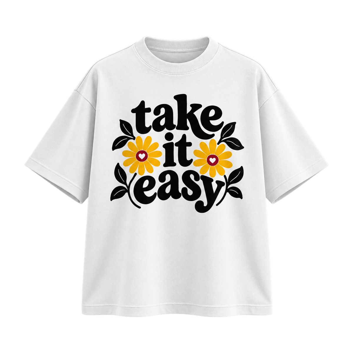 BAREVYN Take It Easy T-shirt in White, front view