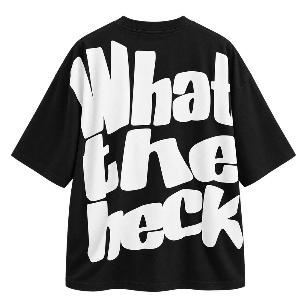 BAREVYN What The Heck Back T-shirt in Black, front view