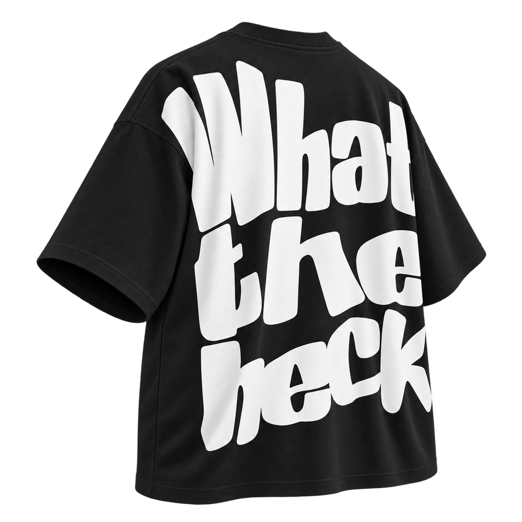 BAREVYN What The Heck Back T-shirt in Black, left three-quarter view