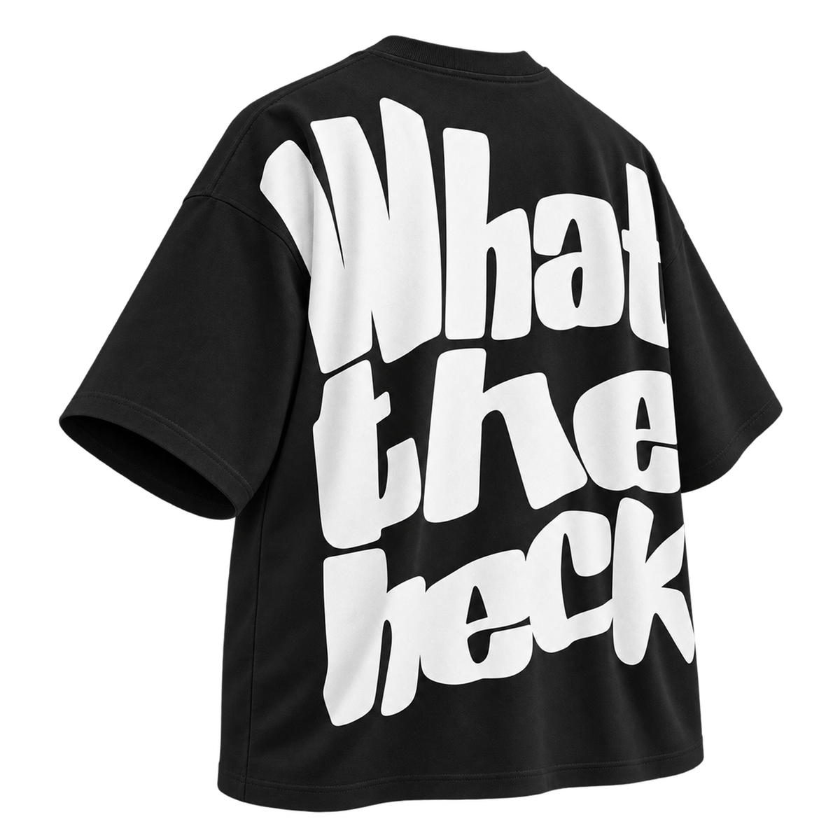 BAREVYN What The Heck Back T-shirt in Black, left three-quarter view