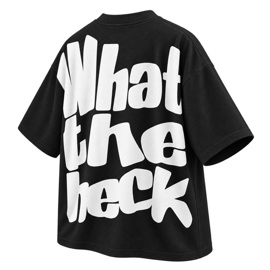 BAREVYN What The Heck Back T-shirt in Black, right three-quarter view