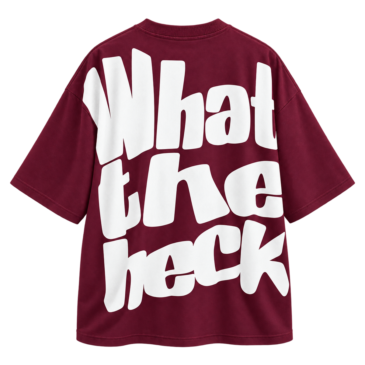 BAREVYN What The Heck Back T-shirt in Burgundy, front view