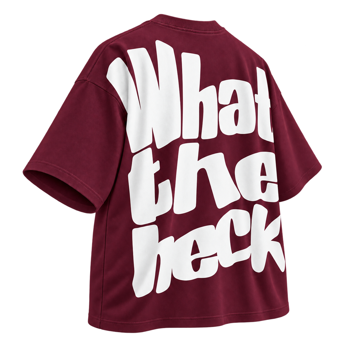 BAREVYN What The Heck Back T-shirt in Burgundy, left three-quarter view